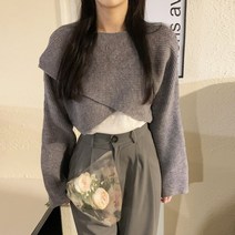 메이킹유 스웨터 언발란스 루즈핏 크롭 캐주얼 간절기룩 3522티팝니트