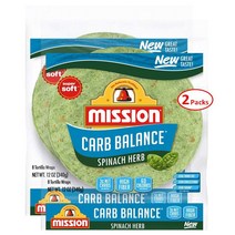 Mission Carb Balance Spinach Herb Tortilla Wraps 8” 2/8 Count (16 Tortillas), 1