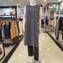 샤트렌 여성 핸드메이드 롱 조끼 라운드넥라인 뒤 탈부착 벨트 박스핏 롱 겨울 베스트