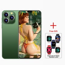 투명케이스 글로벌 버전 휴대폰 언락 안드로이드 13 듀얼 SIM 셀룰러 I15 프로 맥스 6.7HD, 04 Green RWH