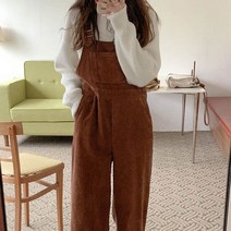 썬왕 오버핏 코듀로이 멜빵바지 롱팬츠