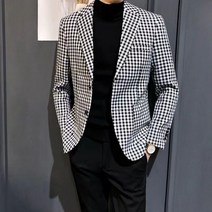 남자 정장 체크무늬 패션 비즈니스 트렌드 정장 코트 정장재킷 상의 간절기코트 데일리 패션감