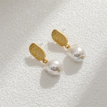 모조 진주 드롭 하트 귀걸이 FFLACELL 바로크 다이아몬드 스터드 불규칙한 세련된 청금석 여성 수제 매력