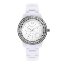 Fossil 여성용 스텔라 쿼츠 바이오 플라스틱 캐스터 오일 다기능 시계 색상: 화이트 (모델: ES5151) / 실버 클래식 598018