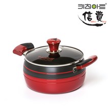 키친아트 신비 인덕션 IH 경질 양수냄비, 20cm, 레드 + 블랙