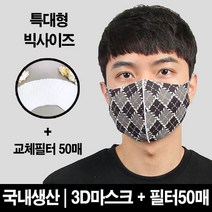 블랙마스크 빅사이즈_ 3D 입체 마스크 체크인 교체필터50장증정 특대형사이즈 이보다 더 큰 사이즈는 없다 에어로실버 향균마스크 비말차단 침방울차단, 1개