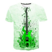 2021 패션 기타 악기 티셔츠 남성용 여름 캐주얼 3D 프린트 그래픽 티셔츠 플레이 Funko Pop Funny T-shirt Top, t-19020, Asian size XS