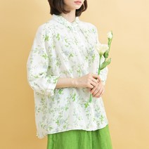 꽃나염 7부 린넨 셔츠
