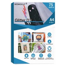 전사지 WOWOCUT-DTF 전사 필름 50 매 A4 DTF 승화 용 양면 무광택 용지 DYI 직접 인쇄 티셔츠, [08] Gitter-75PCS-A4