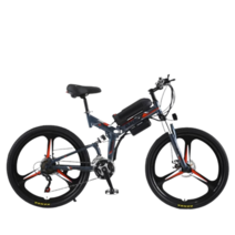 해오름상사 26인치 접이식 전기산악자전거 리튬배터리 MTB 남녀 전동 10AH 시마노21단, 10AH 70KM 고탄소강, 그레이 레드