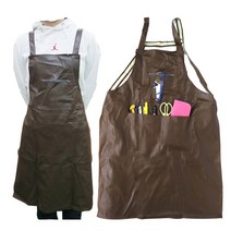 용접용 가죽 방수앞치마 남자 포켓 작업용 목공 공방 갈색, 1개, 브라운