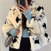 가을 겨울 여자 달마시안 퍼 루즈핏 모피 코트 자켓