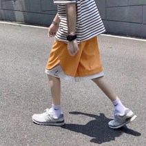 여름 얇은 캐주얼 반바지 남성 단순 루즈 스트레이트 5 점 반바지