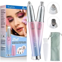 여성용 Kaphio 눈썹 트리머 2 in 1 전기 면도기 및 코털 트리머 LED 조명으로 즉각적이고 고통 없는 제모