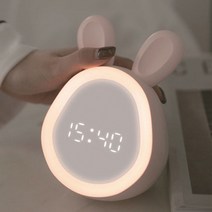[베터라인] 귀여운 LED 무소음 탁상 알람시계 무드등 모음, 단일, 03 핑크 토끼 LED 시계