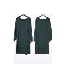 노브패리스 빅사이즈 여성의류 BRO45무지쉬폰 7부 카키 롱 티셔츠 패션 66에서110사이즈 칠부 늦봄 여름 초가을 군살 뱃살 체형커버 큰옷 블라우스티 이중쉬폰