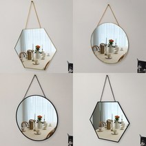 홈앤하비 골드 블랙 프레임 육각 원형 벽거울, 육각골드