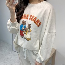 오마보이 여자 쓰리베어 기모 맨투맨 와이드 셋업
