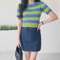 옷자락 [옷자락] 여자 여름 코튼 데님 A라인 미니스커트
