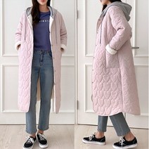 쉬즈미 누빔 후드 롱 패딩점퍼 양면 양털안감 코트 (OTR-058) (9208609)