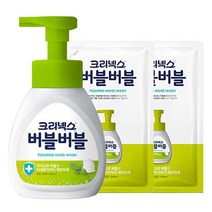 크리넥스 버블버블 핸드워시 그린향1개+리필 200ml2개