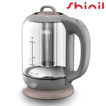 신일 1.7L 무선 티포트 SEP-C1700KP 보온 내열유리 티메이커 전기주전자 티팟 주전자 그레이+베이지