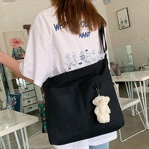 감성갤러리 곰돌이 인형 포인트 대용량 숄더백 크로스백 캔버스 에코백