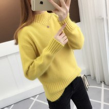 SAMARA 여성 목폴라 폴라넥 반폴라 반목폴라 스웨터 앙고라스타일