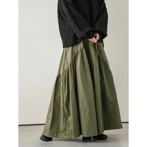 항아리스커트 여성 여름 롱스커트 패션 캐주얼 레트로 플리츠 스커트 솔리드 피쉬 테일 블랙