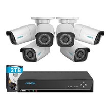 리오링크 REOLINK 4K 보안 카메라 시스템 H.265 PoE 유선 불렛 6개 사람 차량 감지 기능 4K/8CH NVR 레코더 24-7 녹화용 2TB HDD 포함 RL