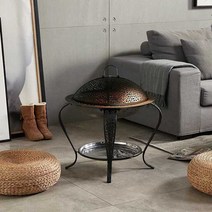 옛날화로 미니화로 빈티지 화덕 불멍 화로 주물화로, 56x45 로즈 골드 + 커피 테이블 상판
