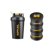 서플라이스 클래식 미니 헬스 쉐이커 보틀 400ml + 필박스, 블랙