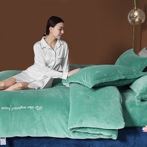 겨울 이불 차렵 이부자리 극세사 10 고급 우유 벨벳 4 피스 항균 농축 따뜻한 솜 코어 매트리스 플랜지 캐시미어