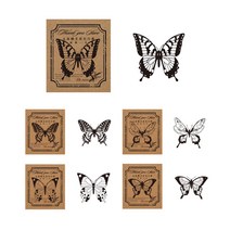 나비 요정 버터플라이 빈티지 우드 스탬프 일러스트 다이어리 꾸미기 다꾸 도장놀이, G