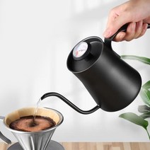 드립 스테이션 스탠드 핸드드립 온도계 구즈넥이있는 400ml 스테인레스 스틸 커피 드립 주전자 커피 차 포트 녹슬지 않는 커피 포트 위에 부어, 없음