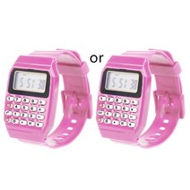 유행 아이들 실리콘 날짜 다목적 아이 전자 계산기 손목 시계, [04] Hot Pink