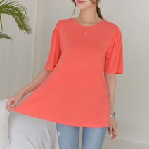 데일리앤 여자 루즈핏 레이온 퍼프소매 반팔 티셔츠