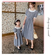 [흔훤국제] 엄마랑 아기랑 커플룩 원피스 레이스 체크 블랙 모녀룩 여름