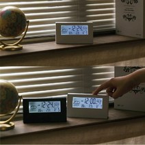 LED 미니책상시계 시계 탁상시계 온습도, 투명형, 블랙