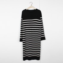 퍼니걸스 단가라 라운드 긴팔 니트 롱 원피스 여성의류_3506