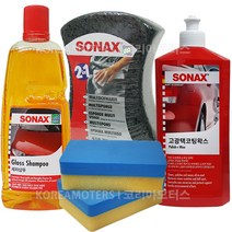 소낙스 세차광택용품 4종세트, 소낙스 카샴푸＋멀티스펀지＋고광택코팅왁스＋왁싱스펀지