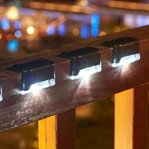 141020pcs led 태양 계단 빛 방수 야외 정원 통로 안뜰 테라스 가드 레일 단계 빛 풍경 빛, 블랙 쉘-화이트, 4개