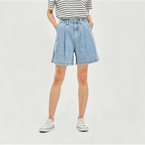 잠뱅이 애플아울렛 난스판 핀턱디테일 탈색와이드핏 4부청바지 청반바지 연청데님 AM2DL4380