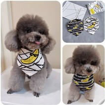 아지 고양이 턱받이 방수턱받이 차량용턱받이 강아지세수 강아지세안보, M-중간, 바나나 화이트 + 블랙
