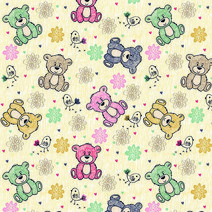 돌하우스용 벽지/HSWP08 Pattern with cartoon bear
