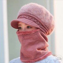 도오빠 여성 모자 니트모자 토끼털 넥워머 니트목도리 비니 어머니모자 겨울모자