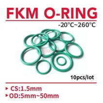 녹색 FKM 불소 고무 O 링 O-링 오일 씰링 개스킷 CS 1.5mm OD 5-50mm, 4mm X 1.5mm 10pcs