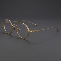빈티지 금자안경 럭셔리 순수 티타늄 골드 와이어 남성용 라운드 클래식 풀 광학 안경테