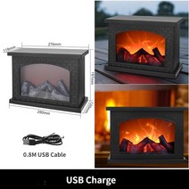 불멍무드등 벽난로 크리스마스 장식 3d 불꽃 벽난로 랜턴 시뮬레이션 led 불꽃 밤 빛 usb배터리 밤 램프 2023 새해 가정 장식, d