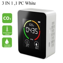 5 in 1 air quality monitor co2 sensor co2 meter co2 detector tvoc 다기능 분석기 온습도계 디지털 공기 감지기, 협력사, 1 pcs 3 in 1 흰색